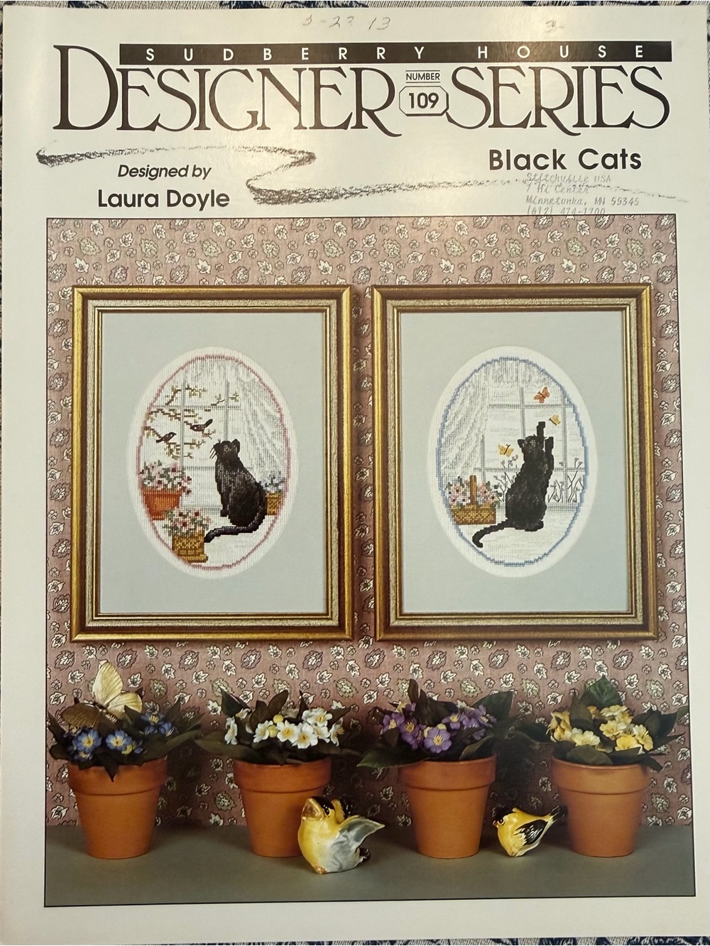 Designer Sudberry #109 Black Cats In Windows Cross Stitch Patterns Laura Doyle